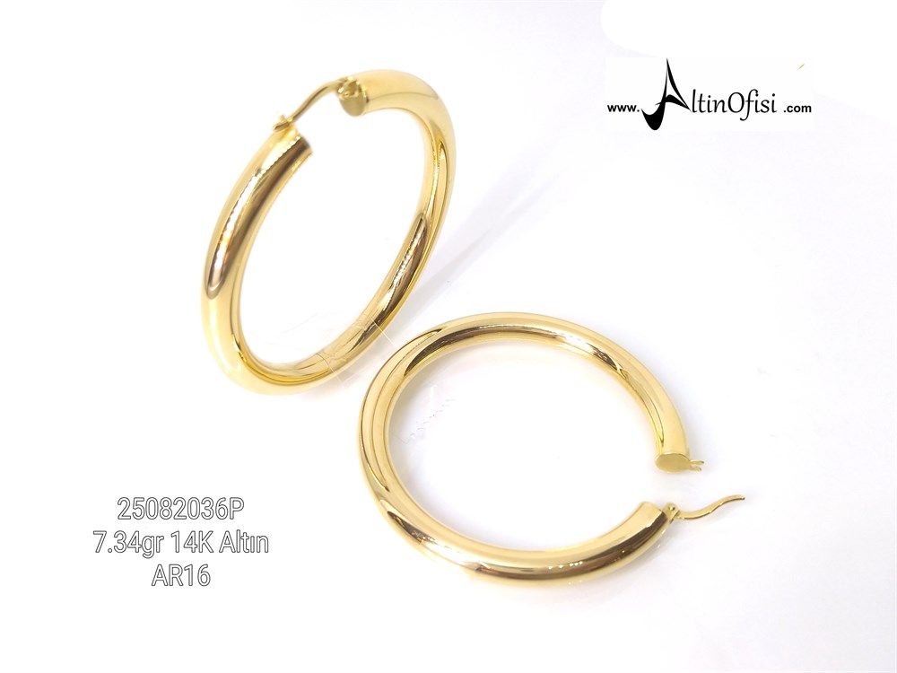 Büyük Boy Halka Küpe  14 Ayar Altın