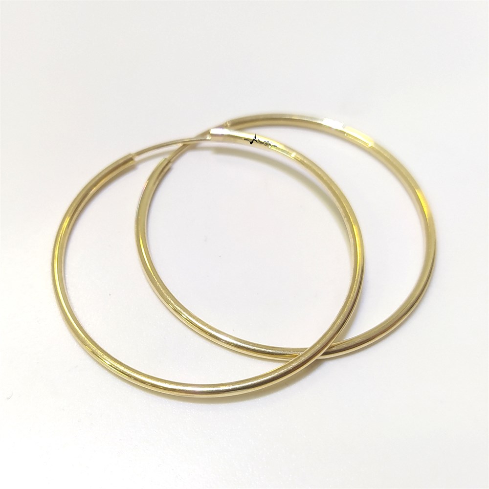 Büyük Boy Klasik Küpe Halka Küpe 14 Ayar Altın