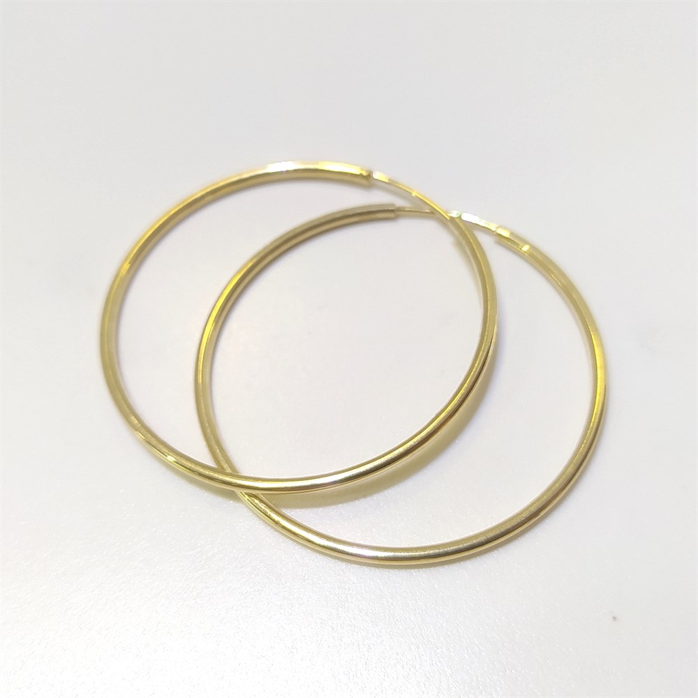 Büyük Boy Klasik Küpe Halka Küpe 14 Ayar Altın