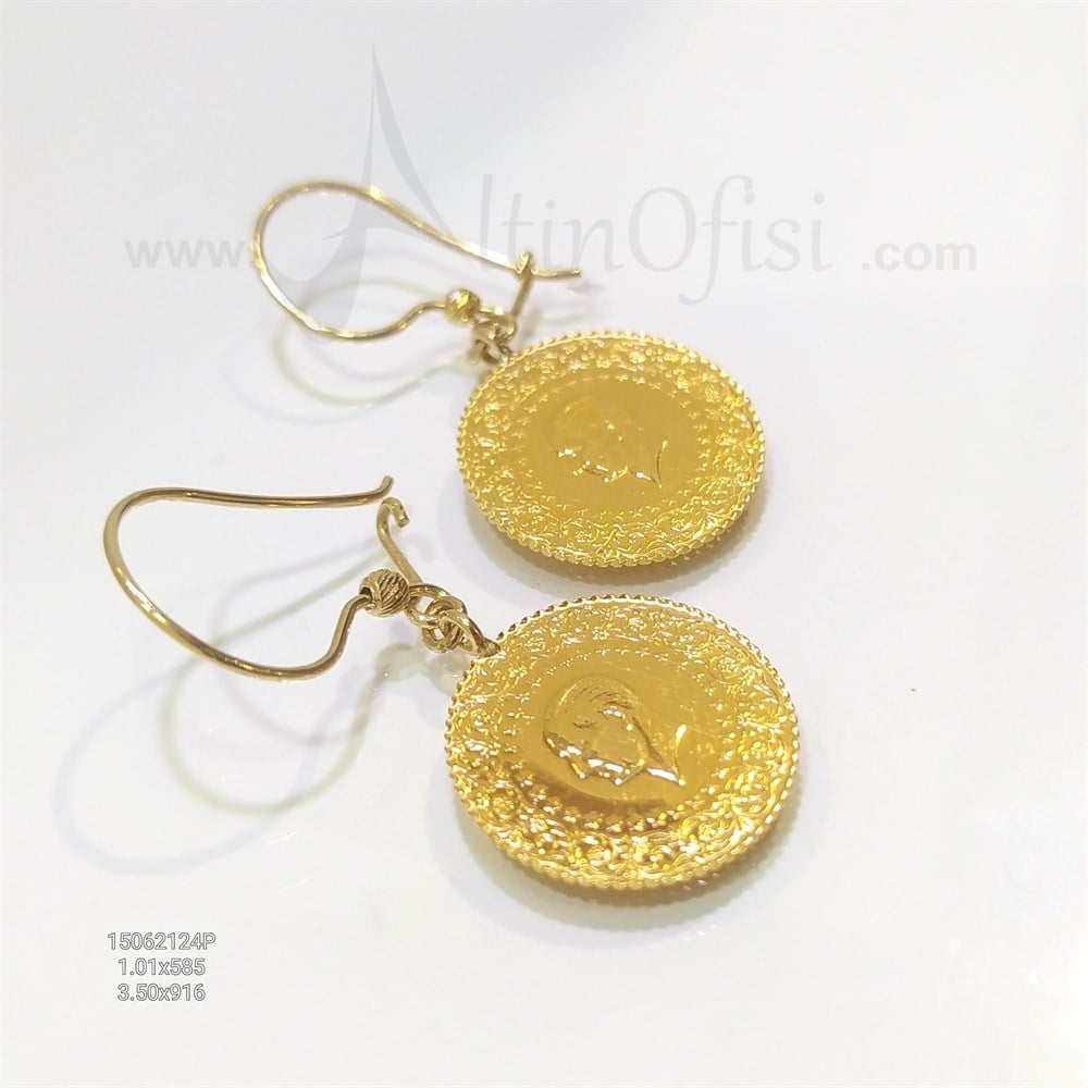 Çeyrek Altınlı Sallanan Küpe 