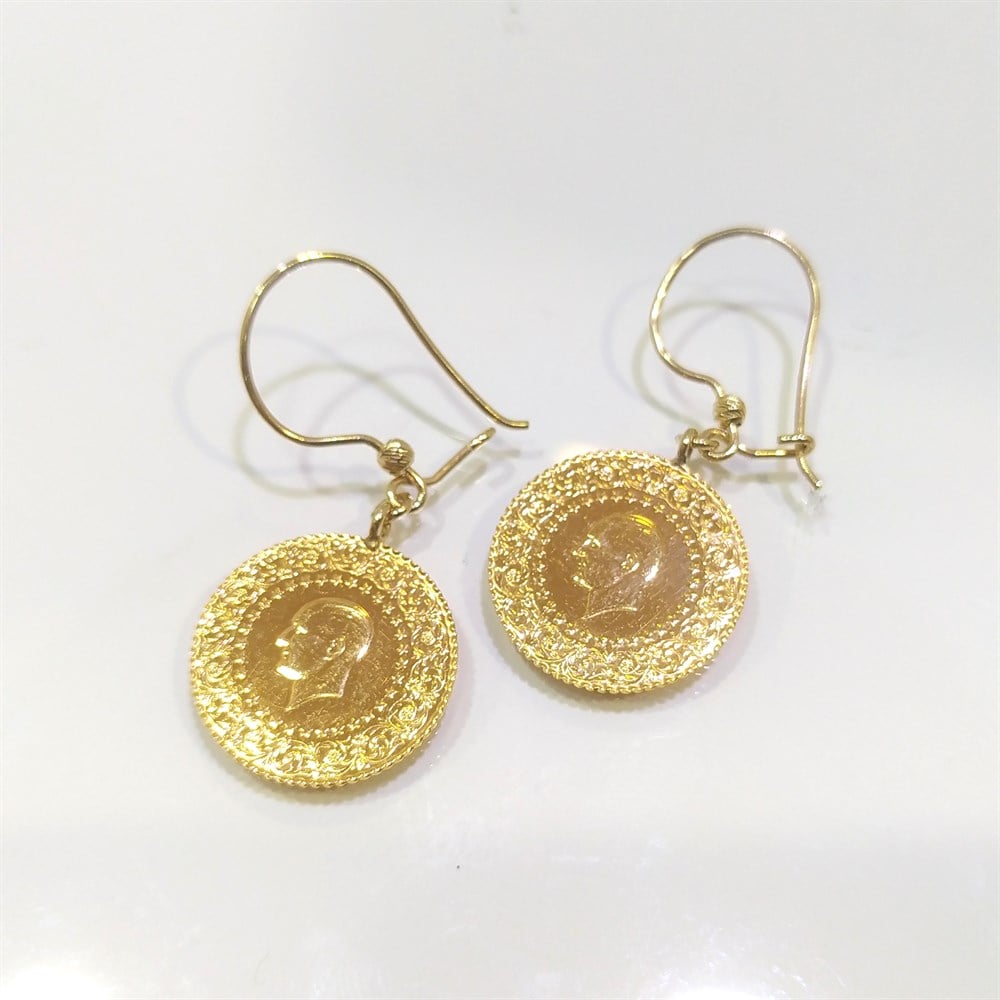 Çeyrek Altınlı Sallanan Küpe 