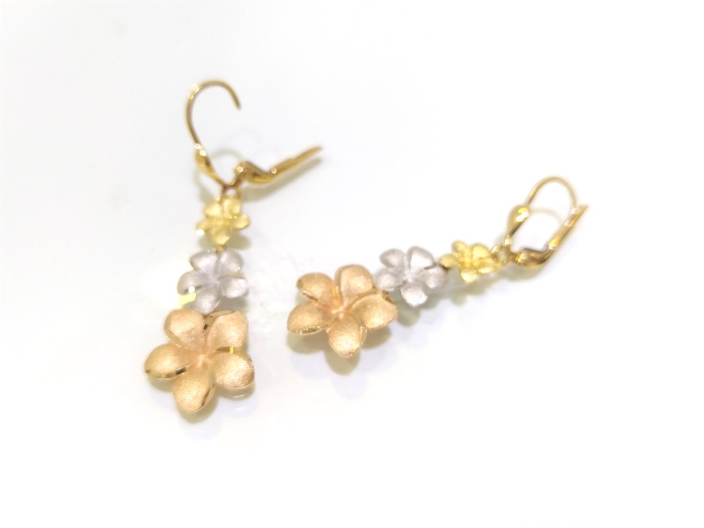 Çiçekli Sallanan  Küpe  14 Ayar Altın