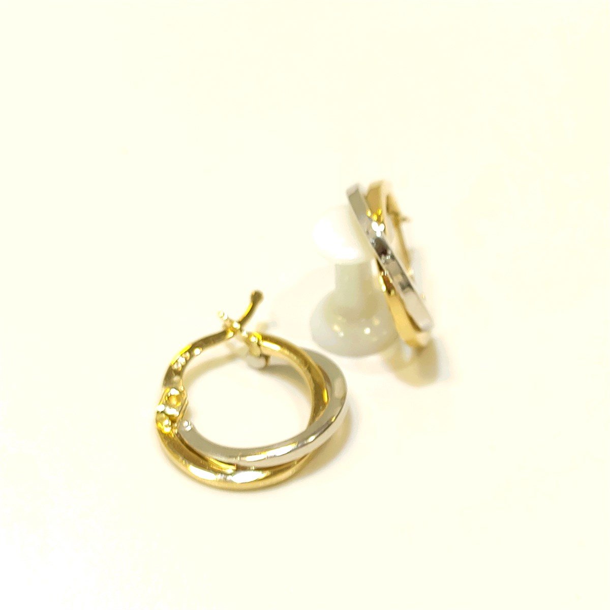 Çift Halkalı Küpe 14 Ayar Altın 4K VİDEOLU