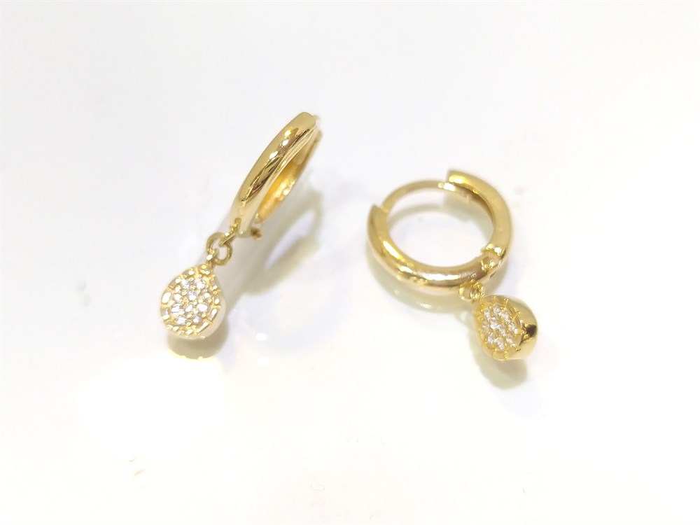 Damla Sallanan Halka Küpe  14 Ayar Altın