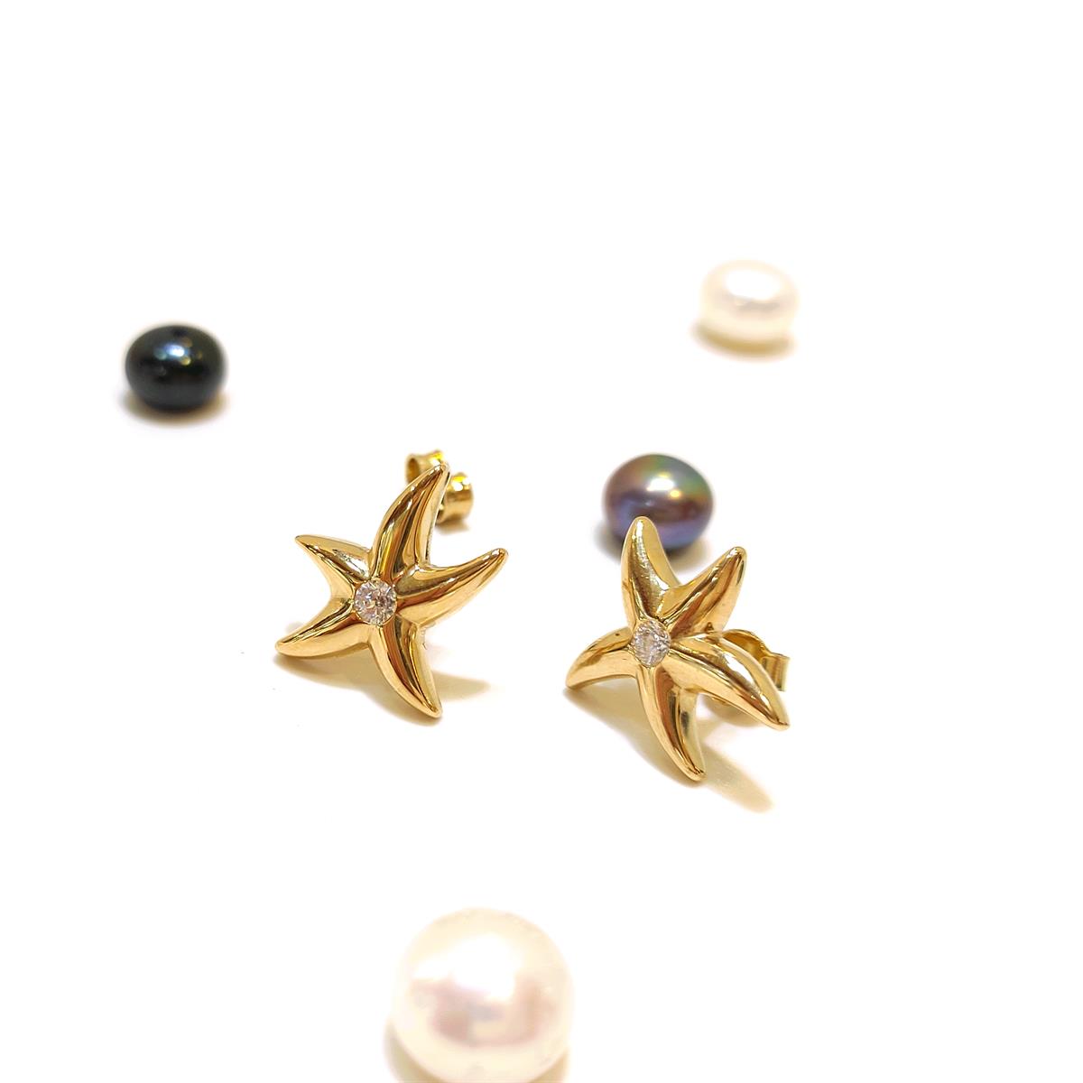 Deniz Yıldızı Vidalı Küpe 14 Ayar Altın HD VİDEOLU