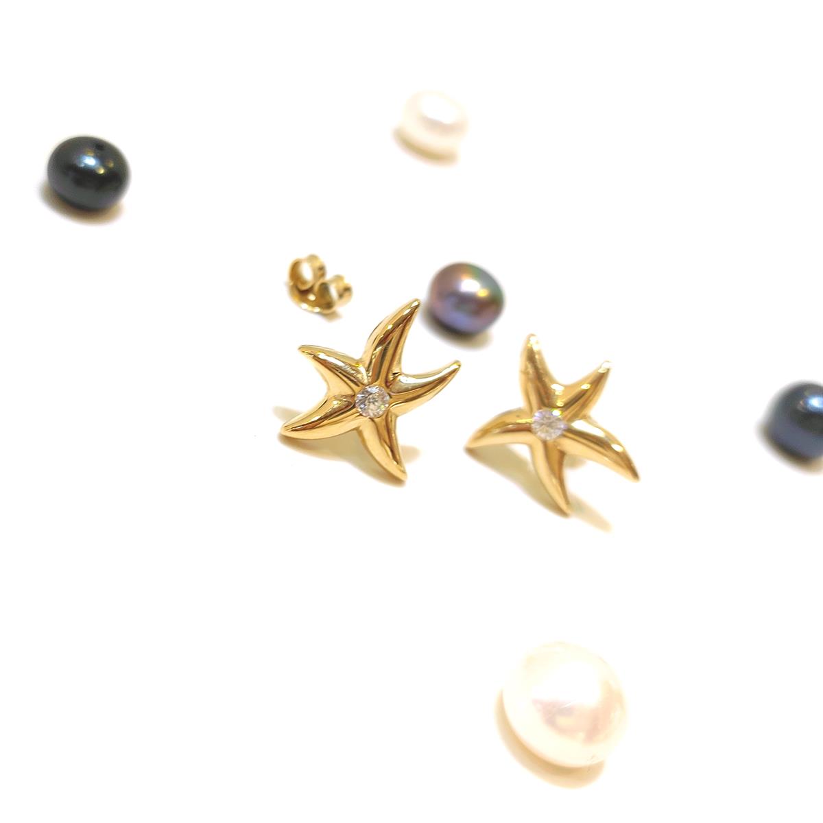 Deniz Yıldızı Vidalı Küpe 14 Ayar Altın HD VİDEOLU