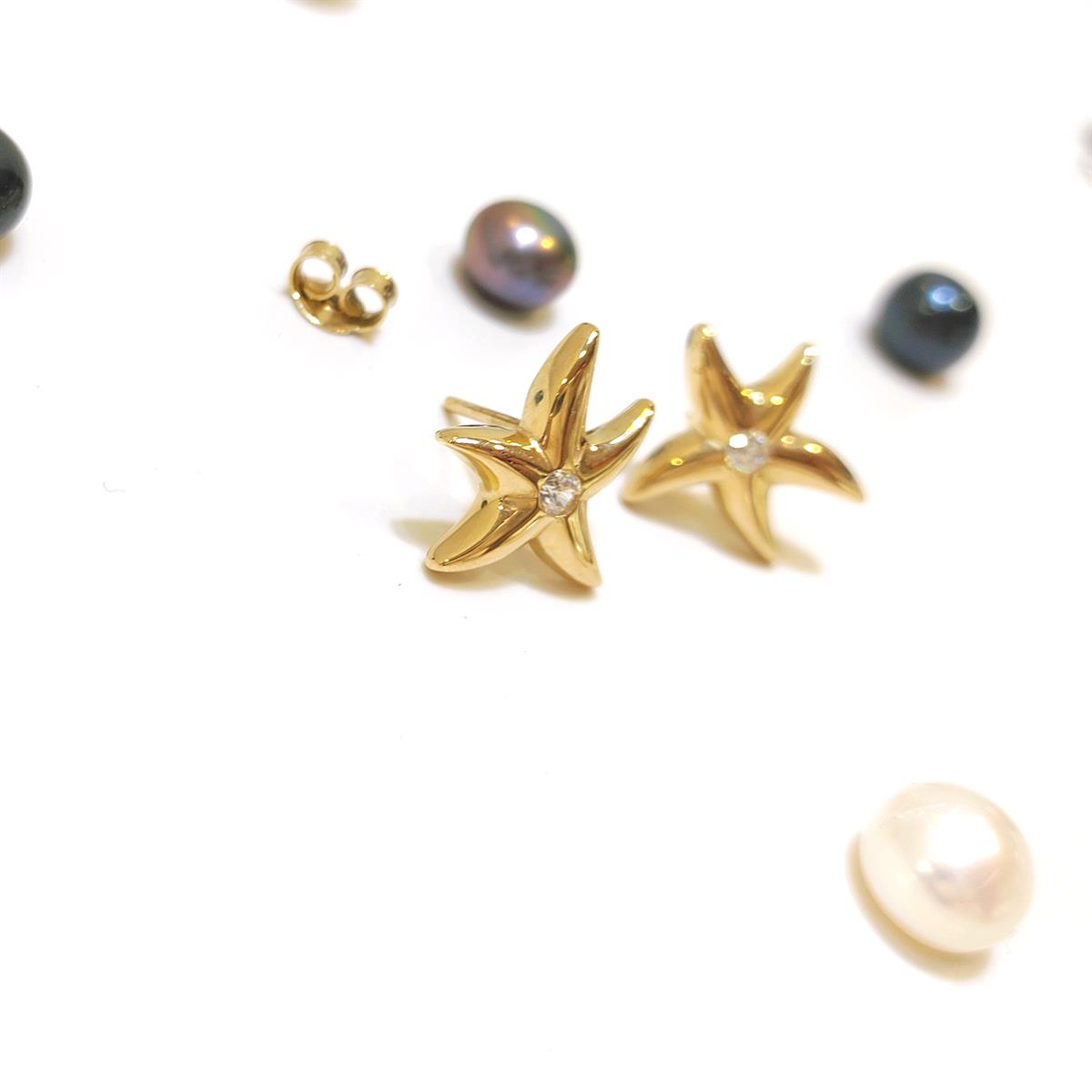 Deniz Yıldızı Vidalı Küpe 14 Ayar Altın HD VİDEOLU