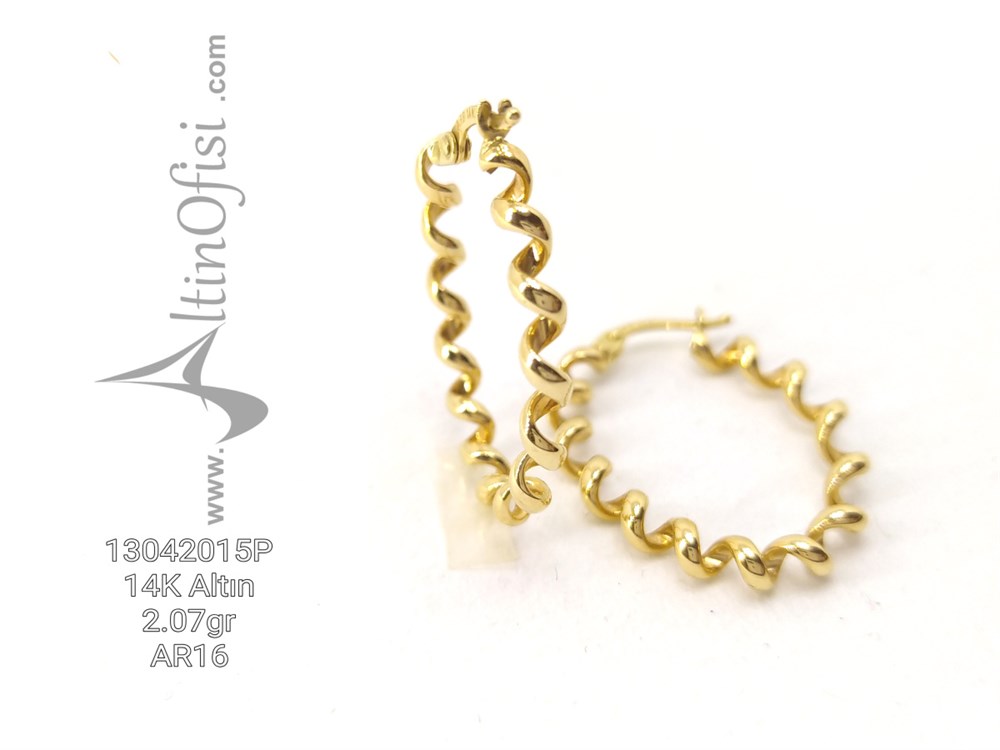 DNA Halka Küpe 14 Ayar Altın