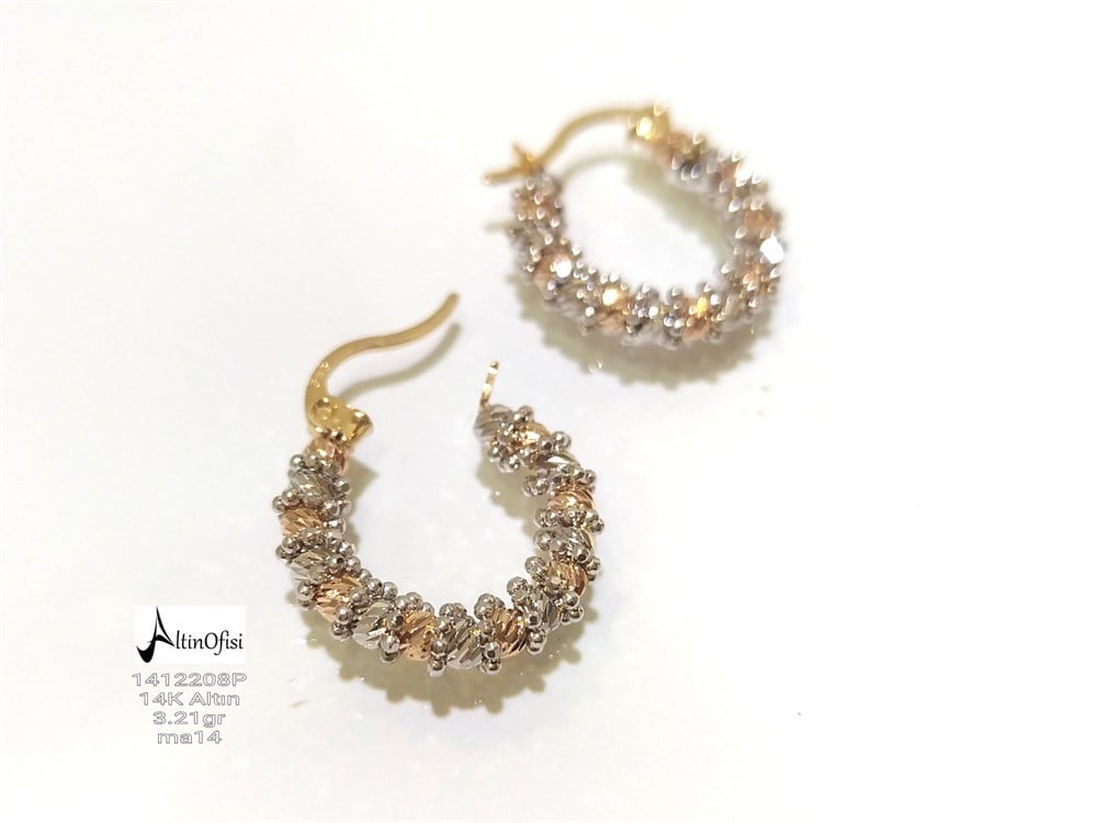 Dorika Toplu  Halka Küpe  14 Ayar Altın