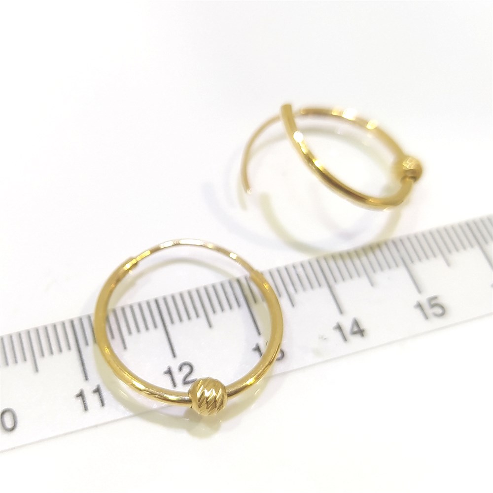 Dorika Toplu Klasik Halka Küpe 14 Ayar Altın