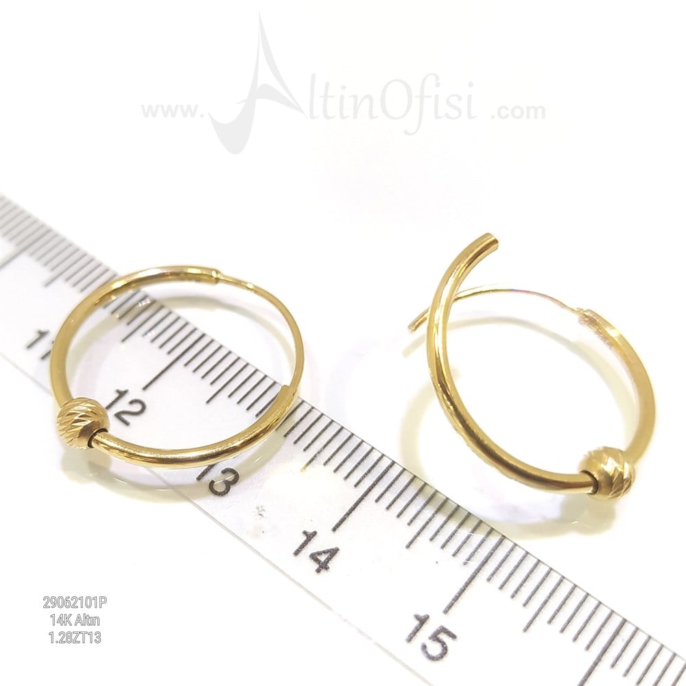 Dorika Toplu Klasik Halka Küpe 14 Ayar Altın