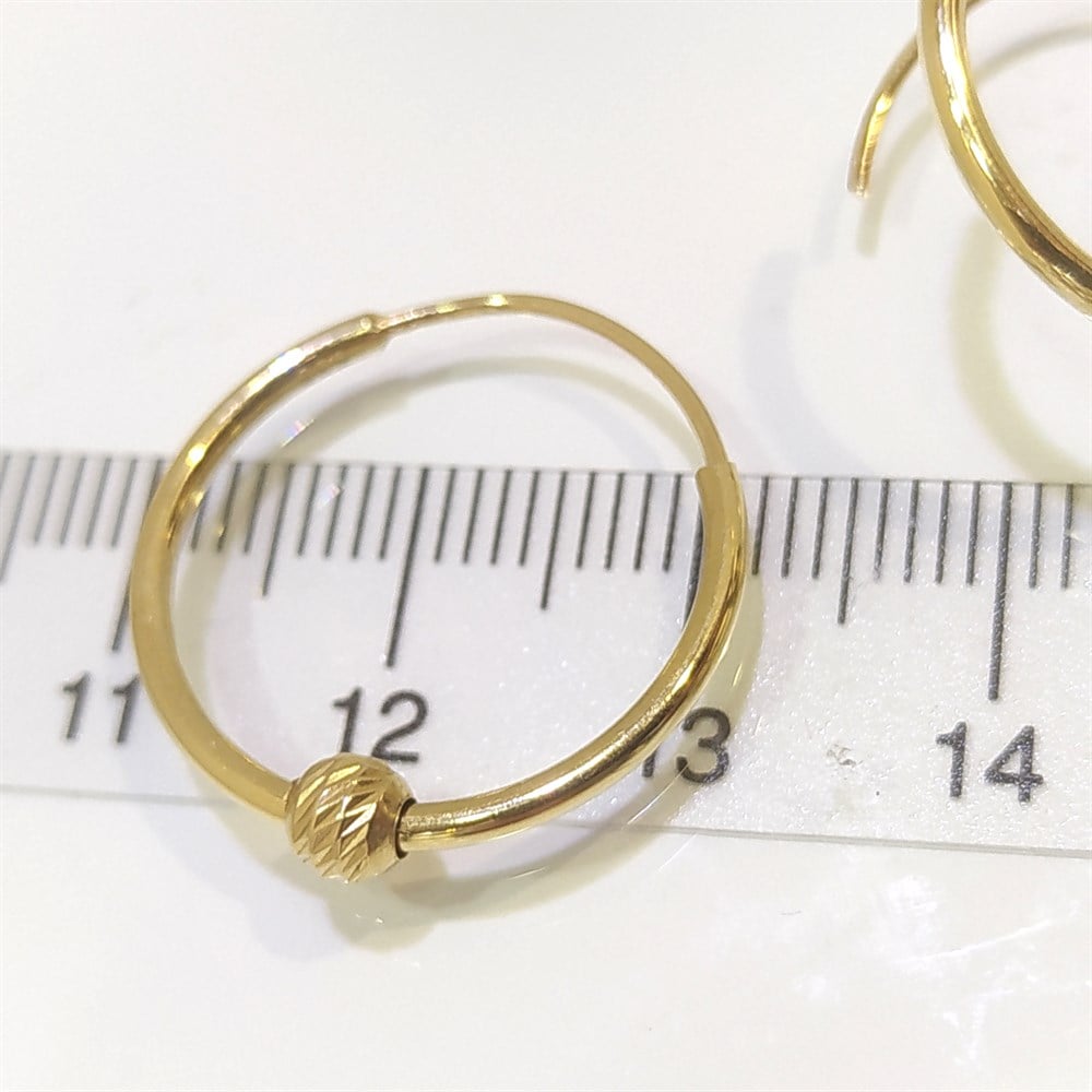 Dorika Toplu Klasik Halka Küpe 14 Ayar Altın