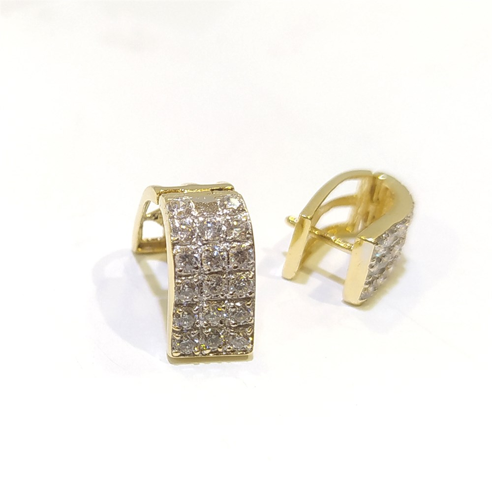 geniş Su Yolu Küpe 14 Ayar Altın