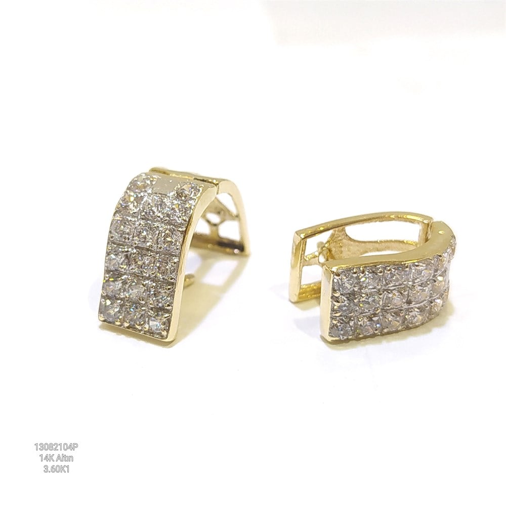 geniş Su Yolu Küpe 14 Ayar Altın