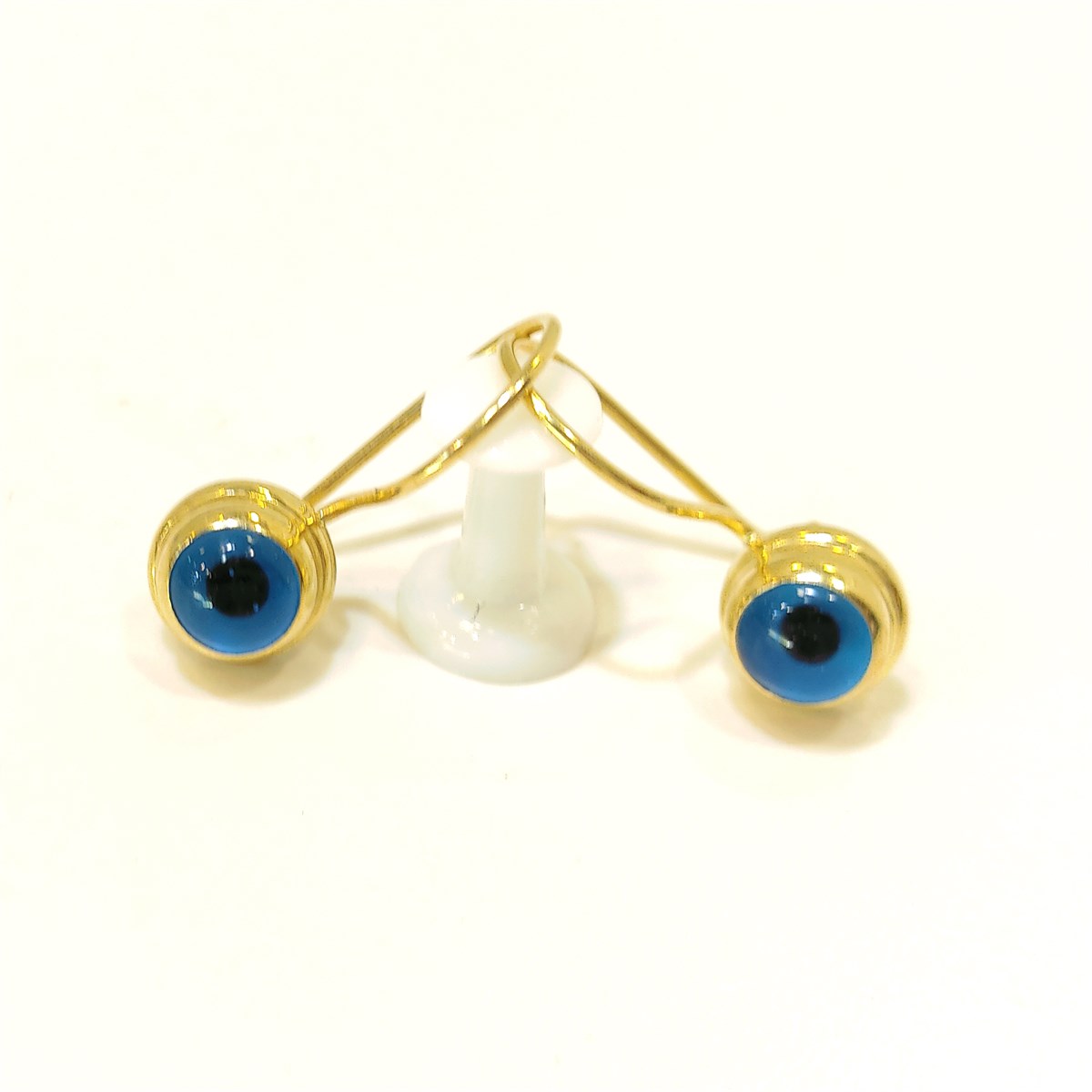 Göz Boncuklu Sallanan Küpe 14 Ayar Altın 4K VİDEOLU