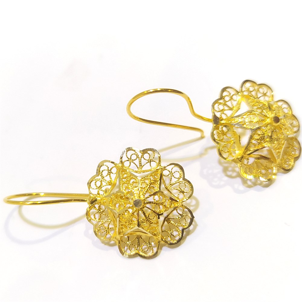 Gül Küpe 14 Ayar Altın