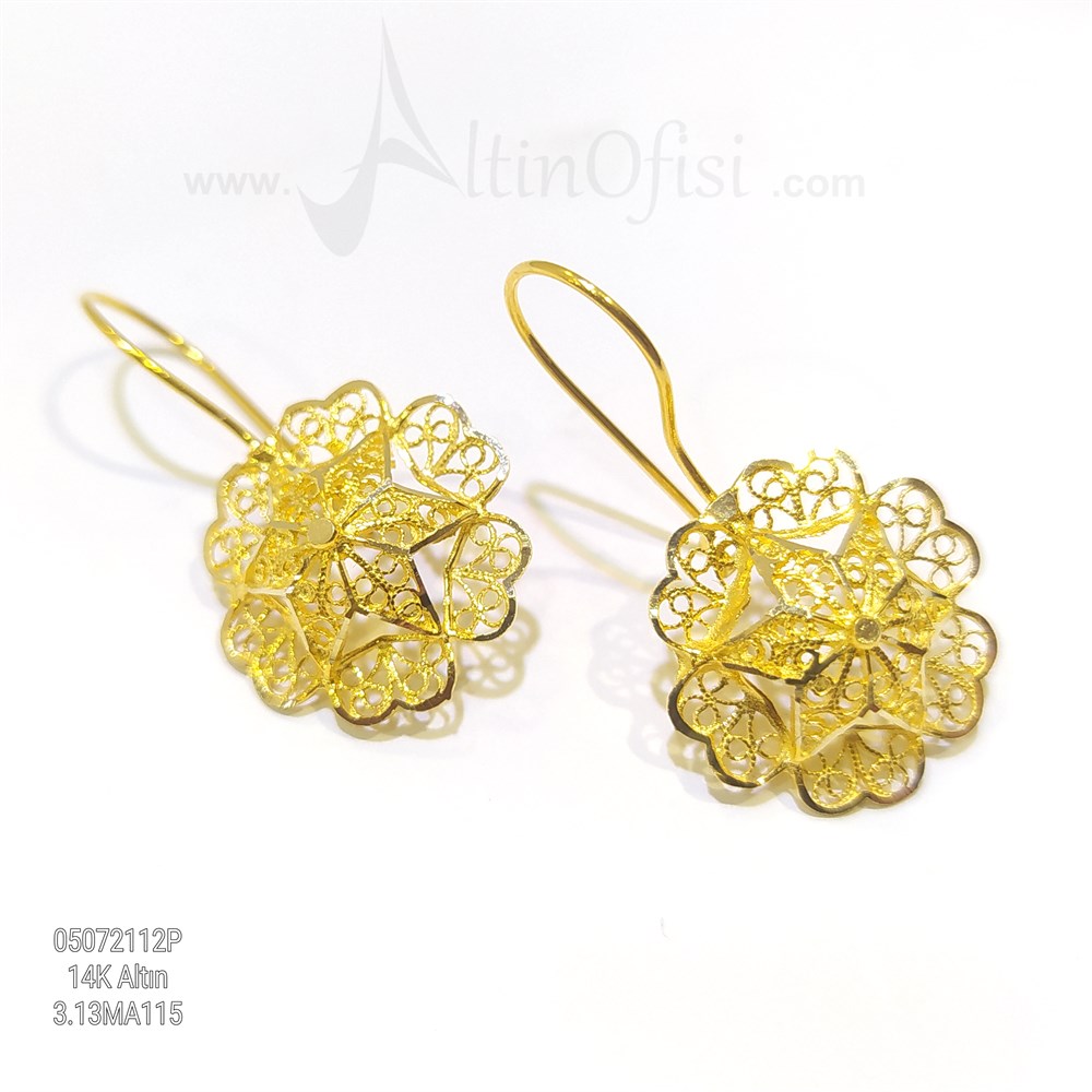 Gül Küpe 14 Ayar Altın