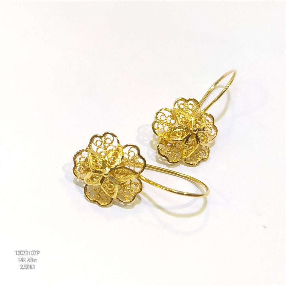 Gül Küpe 14 Ayar Altın