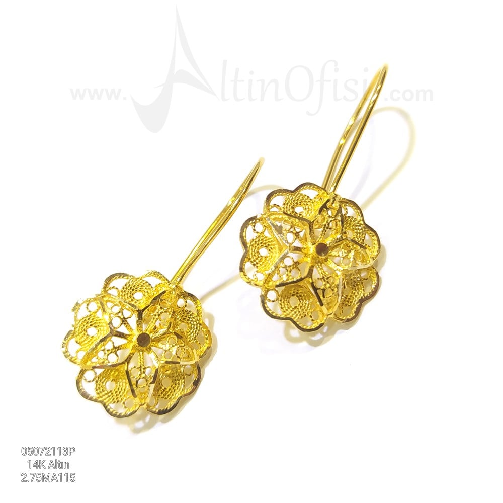 Gül Küpe 14 Ayar Altın