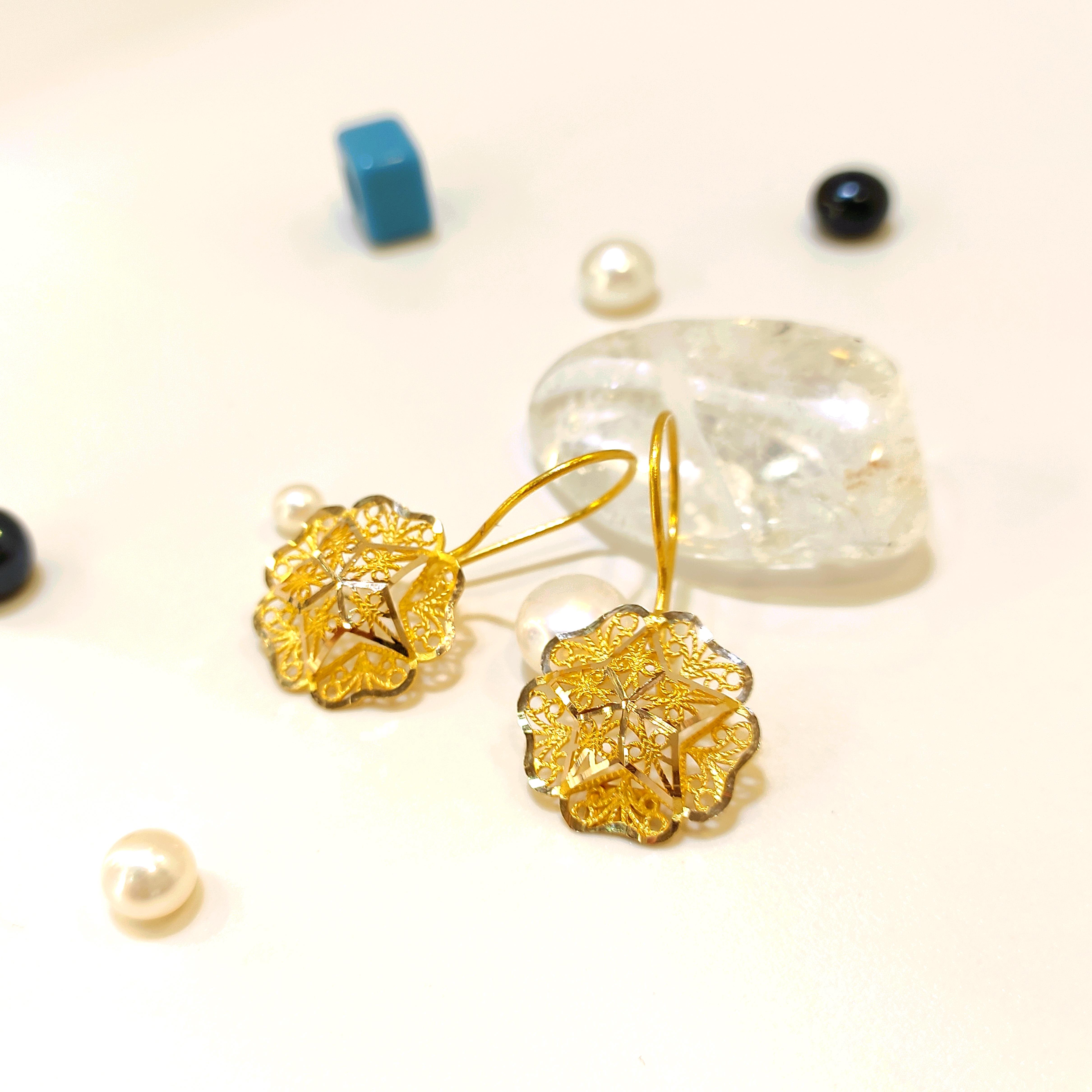 Gül Küpe 14 Ayar Altın HD VİDEOLU