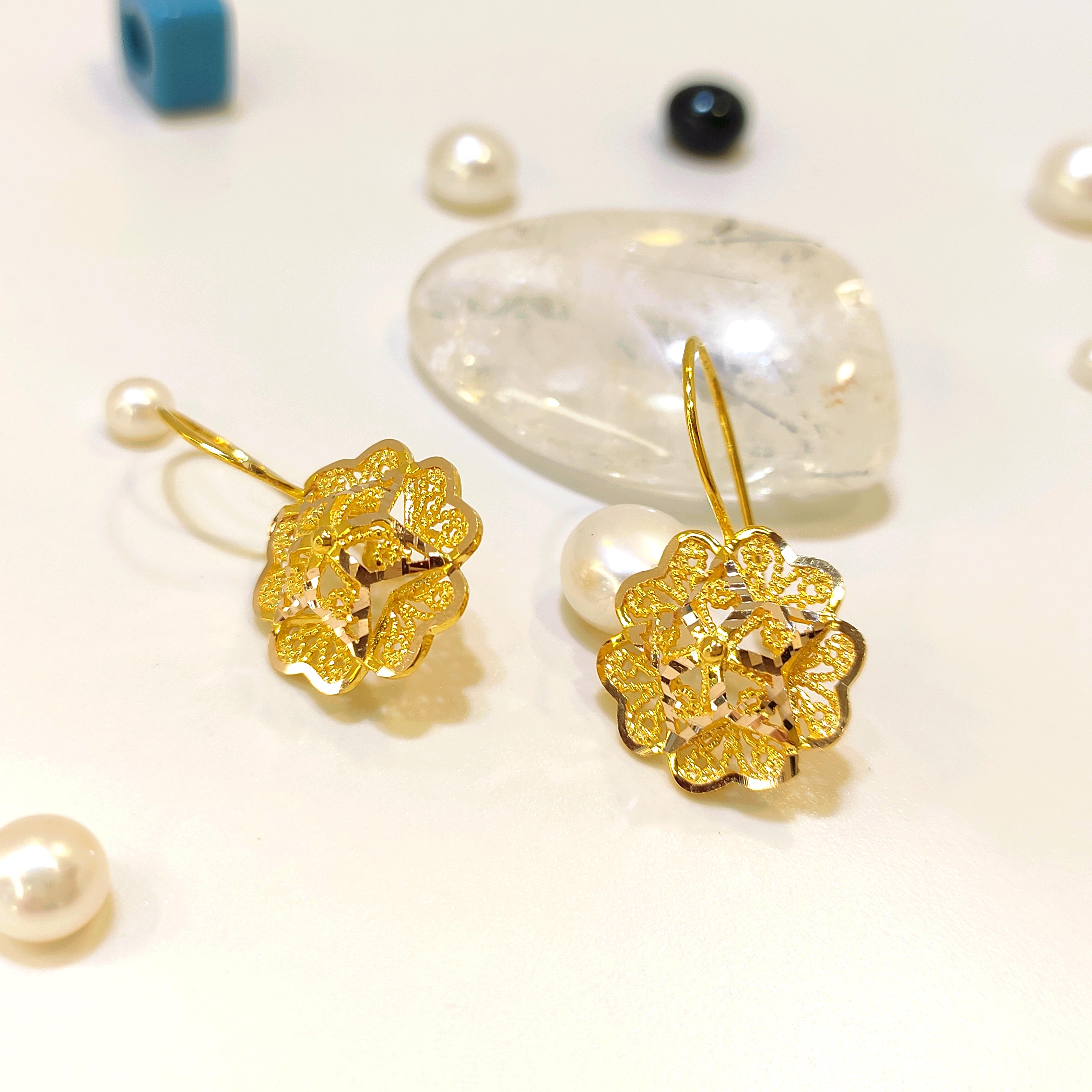 Gül Küpe 14 Ayar Altın HD VİDEOLU