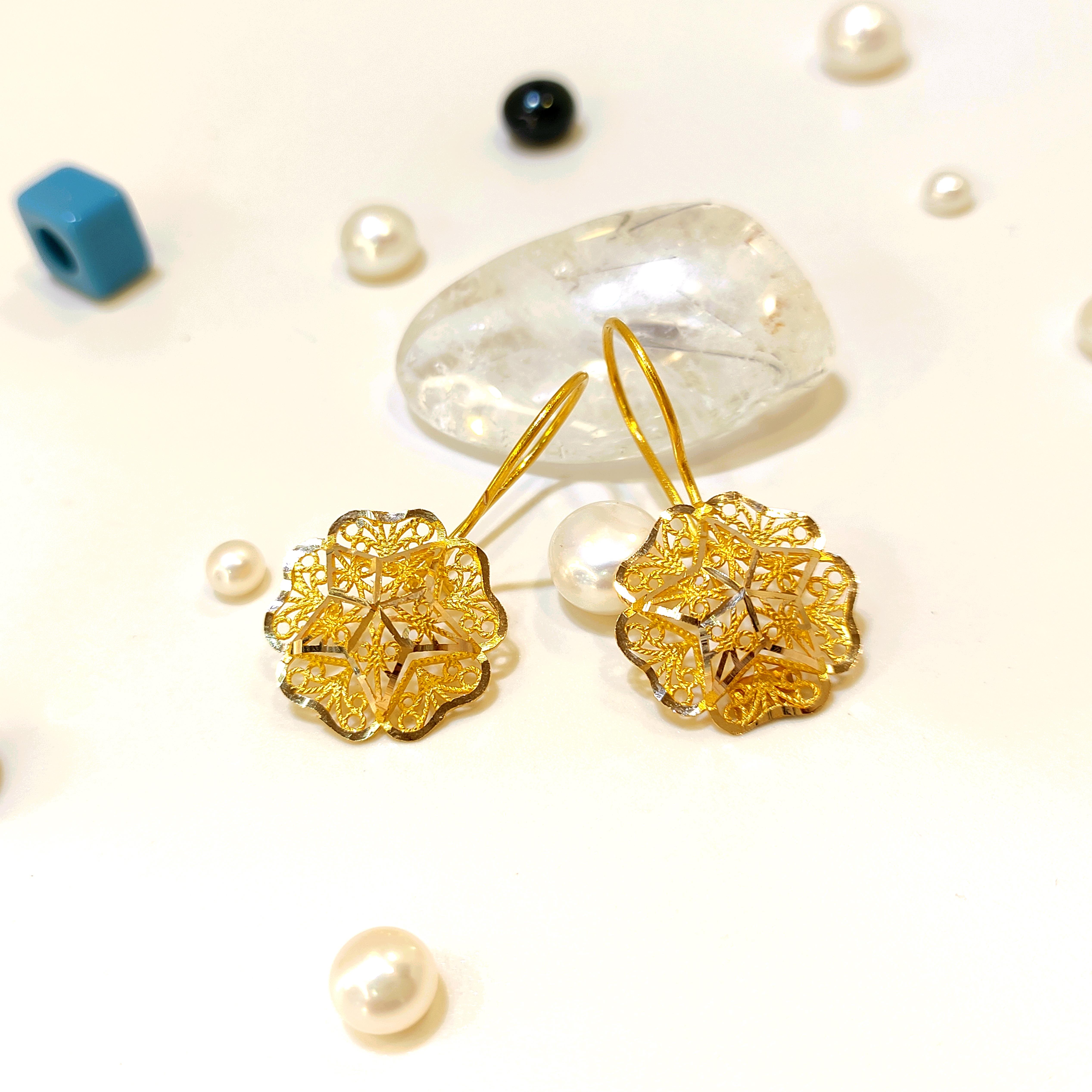 Gül Küpe 14 Ayar Altın HD VİDEOLU