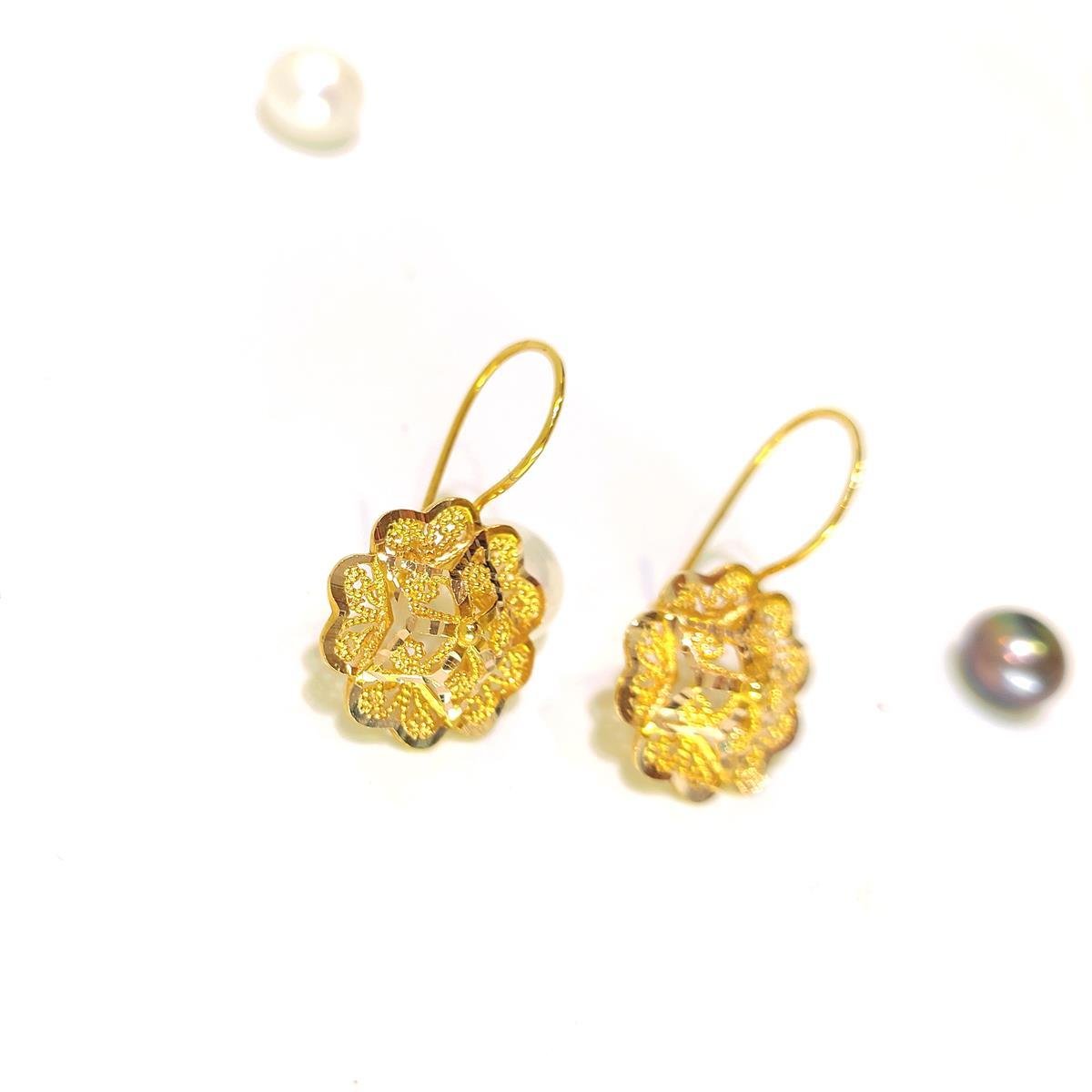 Gül Sallanan Küpe 14 Ayar Altın HD VİDEOLU