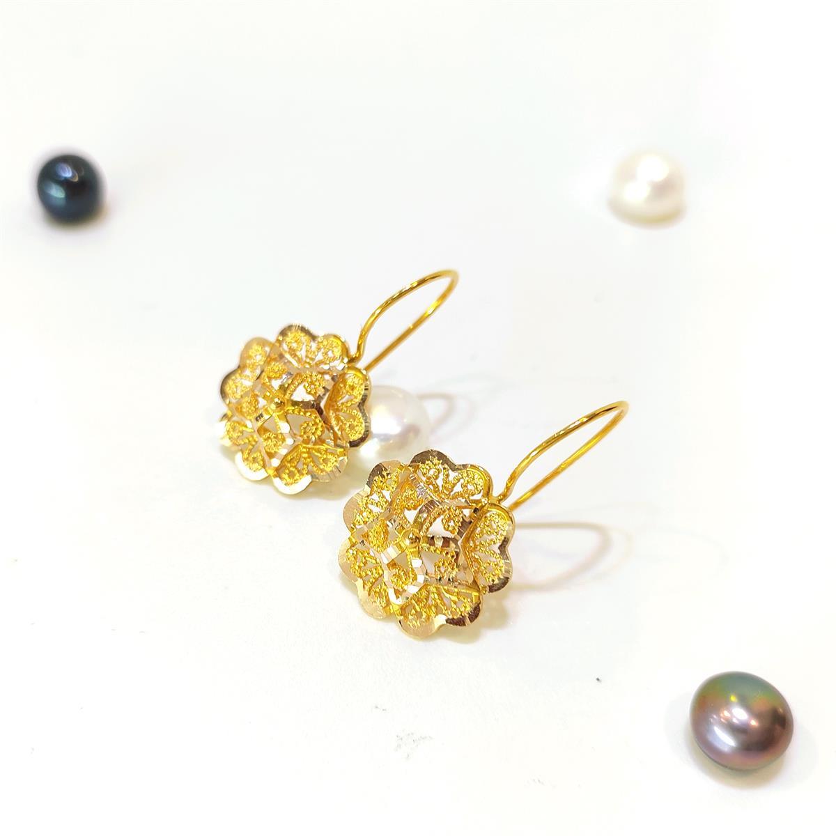 Gül Sallanan Küpe 14 Ayar Altın HD VİDEOLU