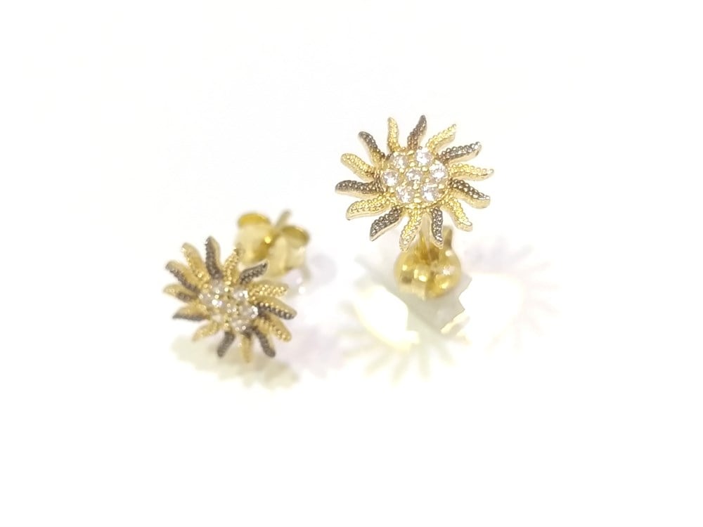 Güneş Vidalı Küpe 14 Ayar Altın