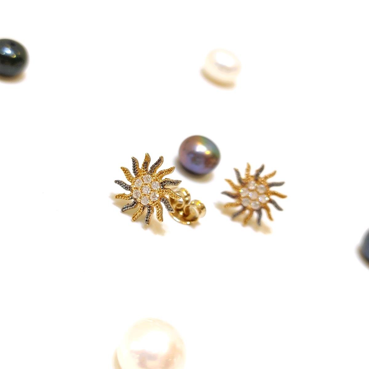 Güneş Vidalı Küpe 14 Ayar Altın HD VİDEOLU