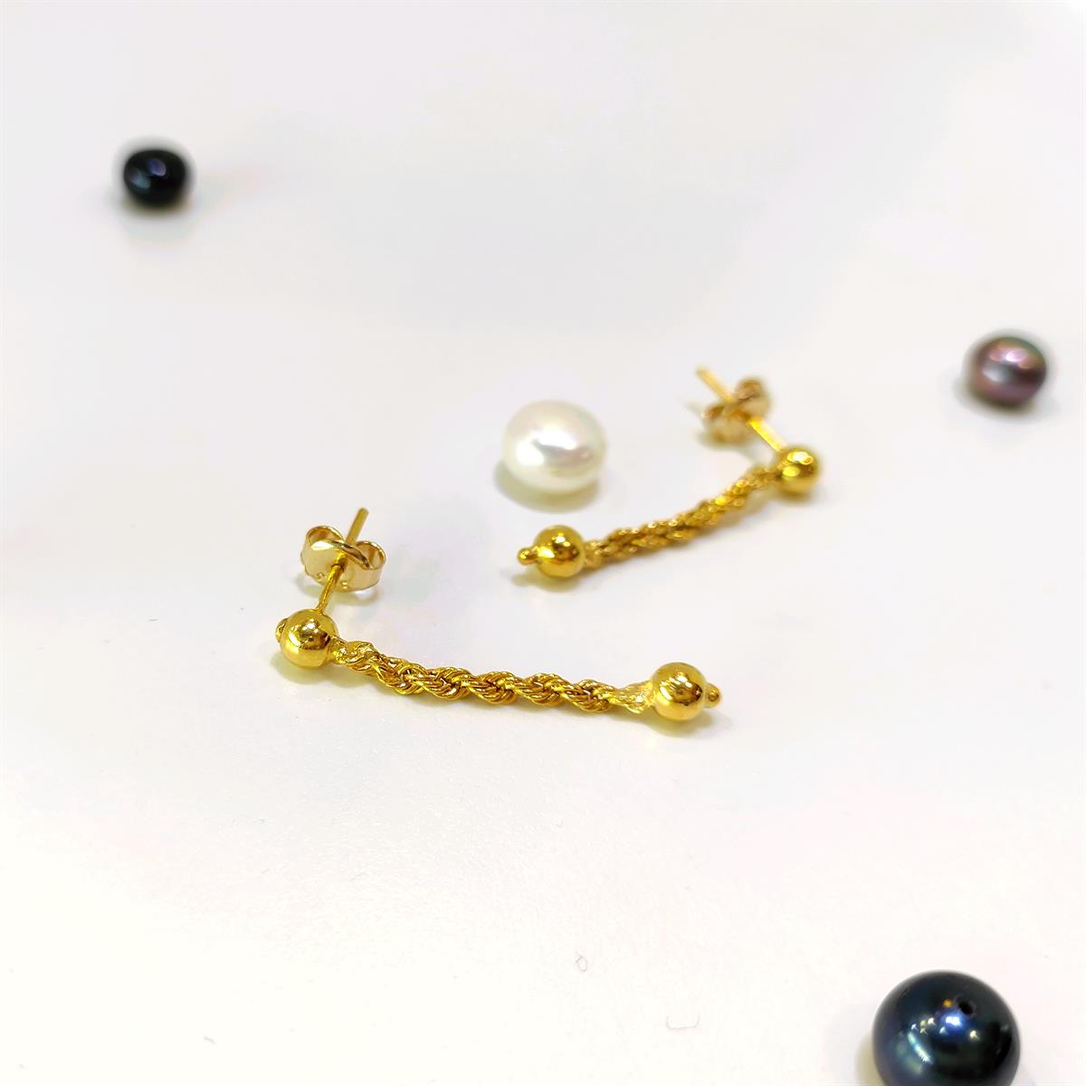 Halat Zincirli Küpe 14 Ayar Altın HD VİDEOLU