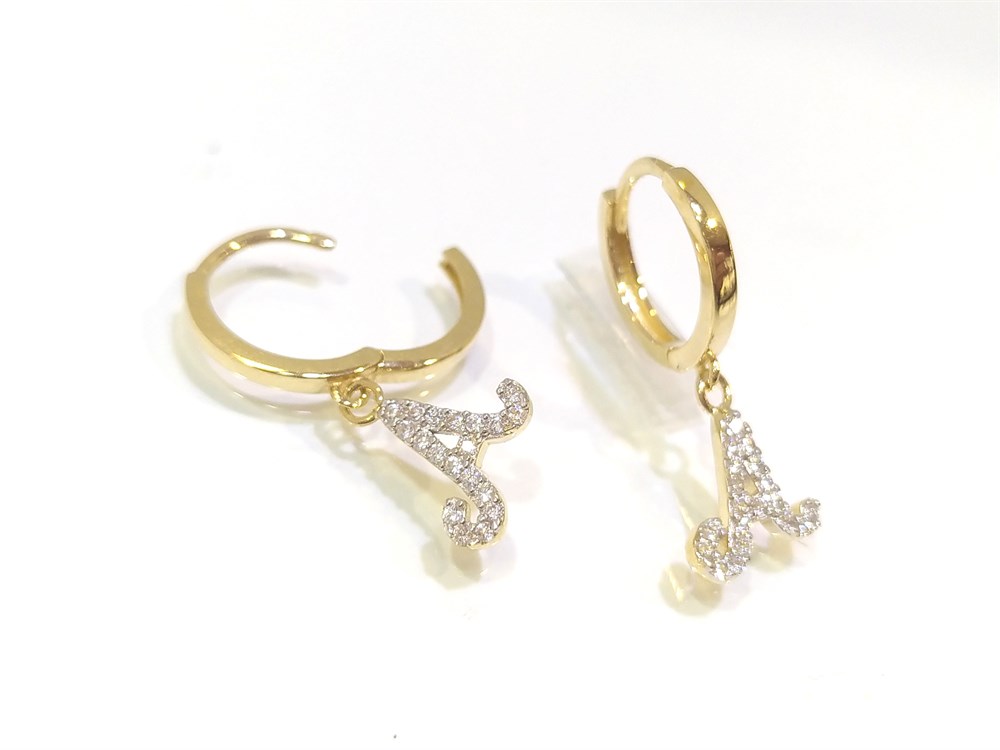 Harf Halka Sallan Küpe  14 Ayar Altın