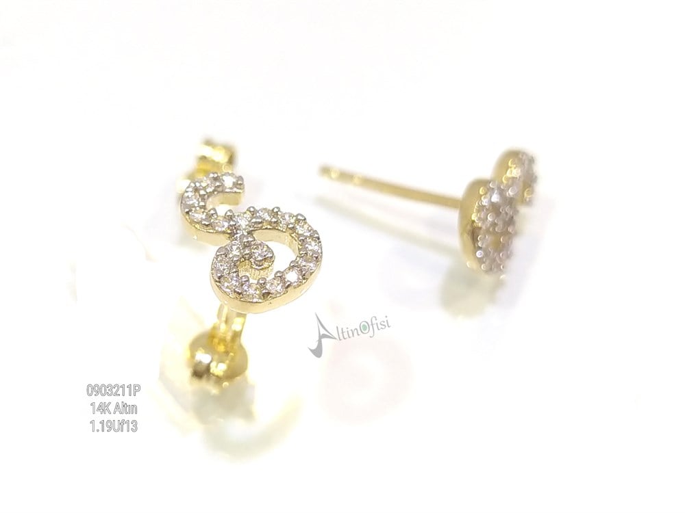 Harf Küpe  14 Ayar Altın