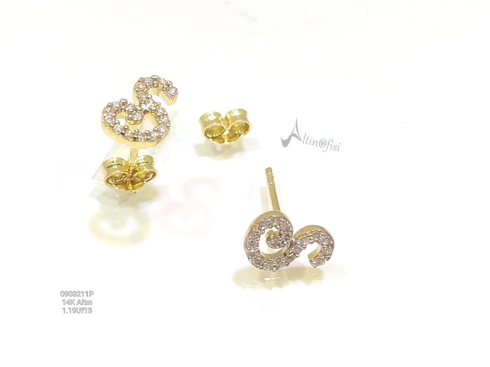 Harf Küpe  14 Ayar Altın