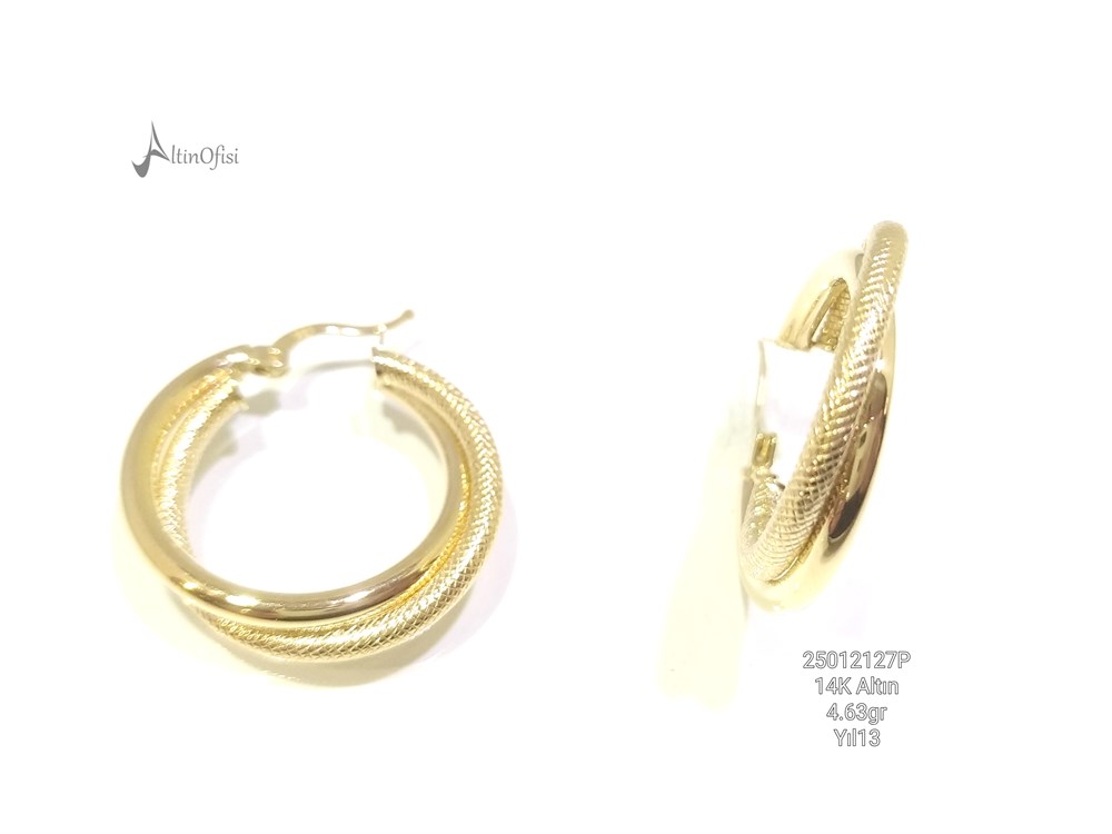 İkili Halka Küpe  14 Ayar Altın