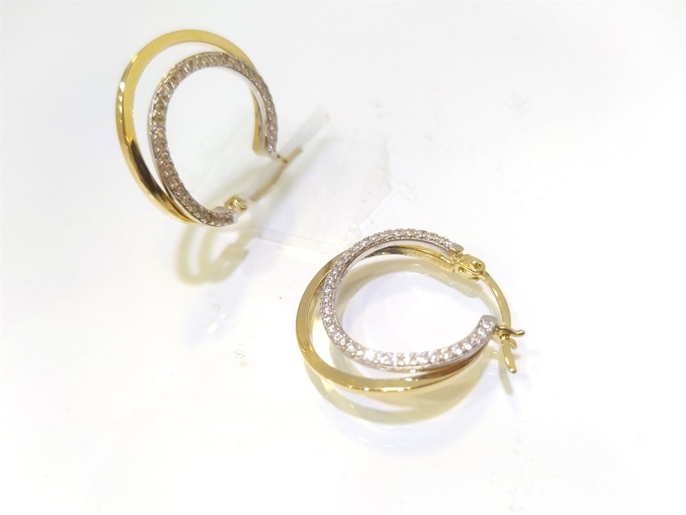 İkili Halka Küpe  14 Ayar Altın