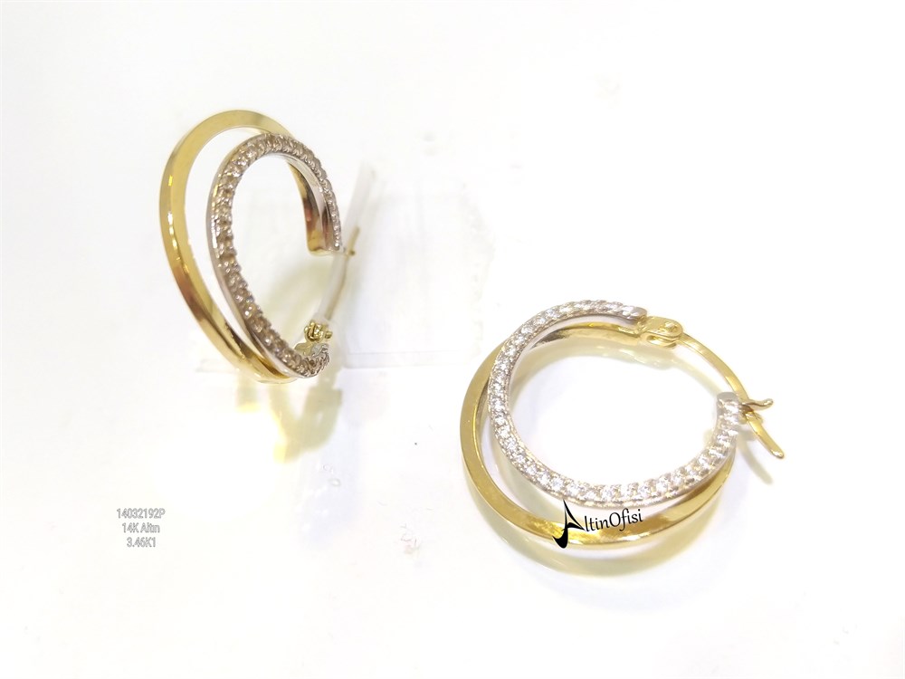 İkili Halka Küpe  14 Ayar Altın