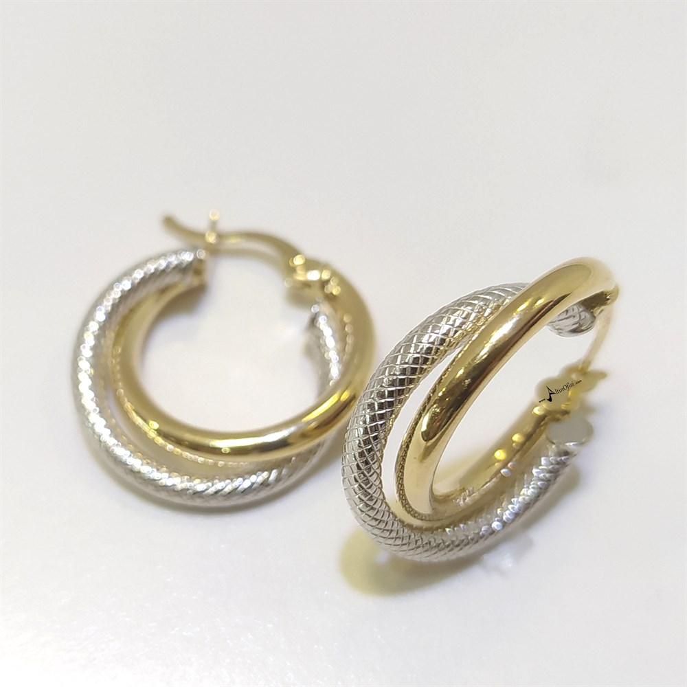 İkili Halka Küpe 14 Ayar Altın