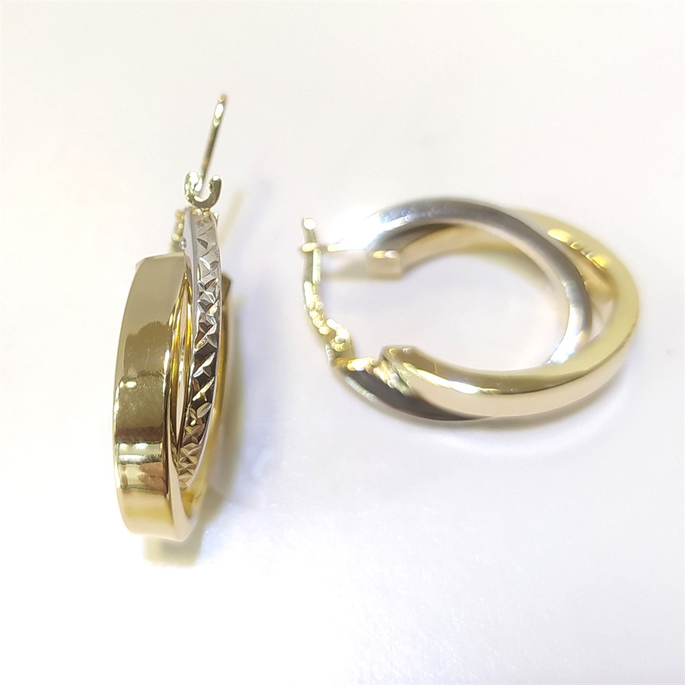 İkili Oval Halka Küpe 14 Ayar Altın