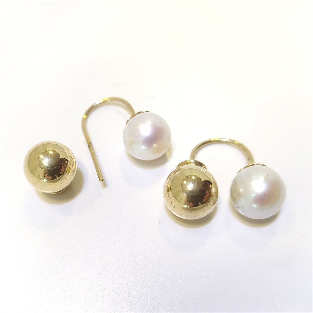 İnci Kiraz Top Küpe 14 Ayar Altın 9,50mm inci çapı