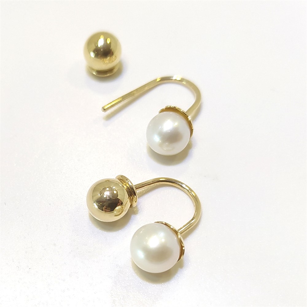 İnci Kiraz Top Küpe 14 Ayar Altın 6.50mm inci çapı