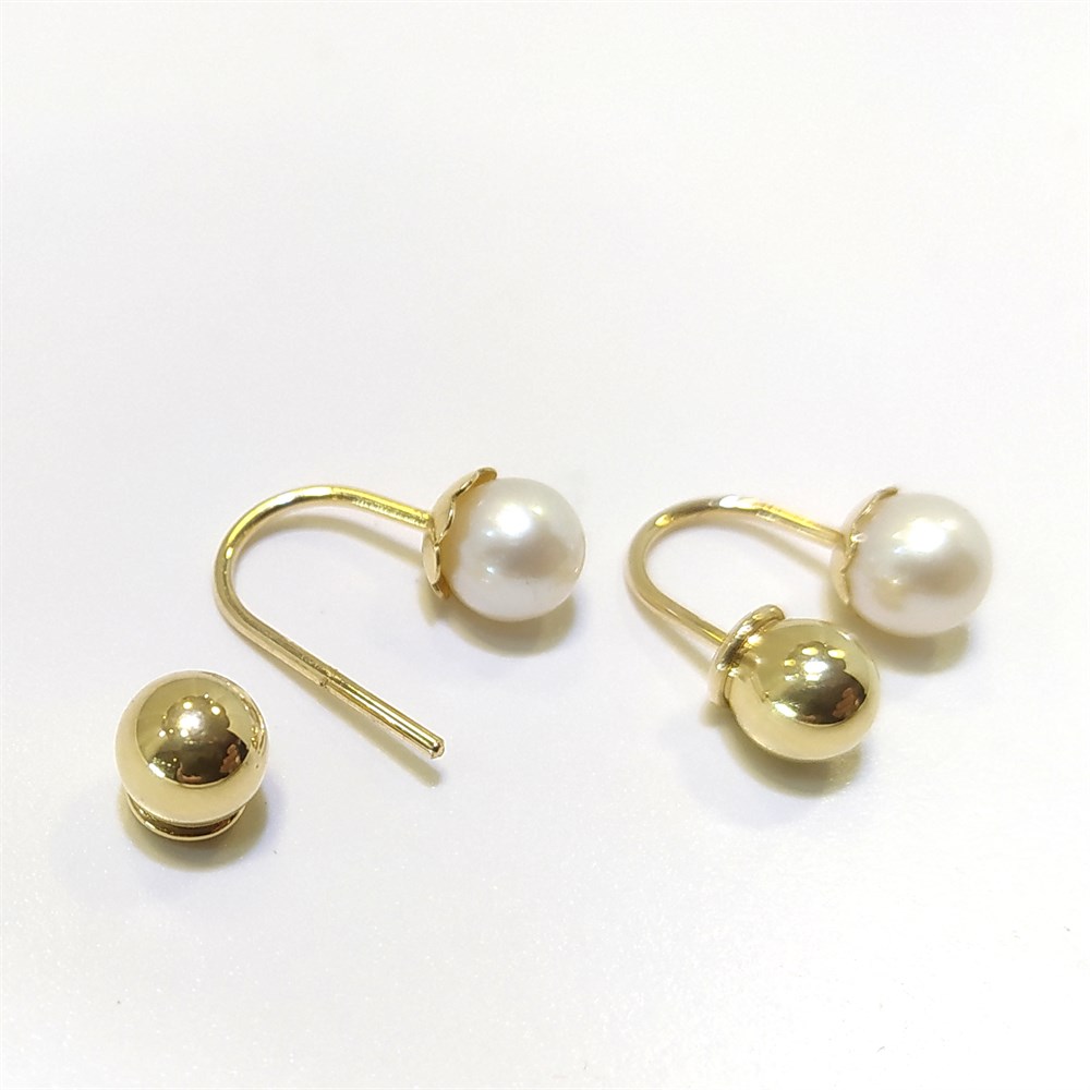 İnci Kiraz Top Küpe 14 Ayar Altın 6.50mm inci çapı