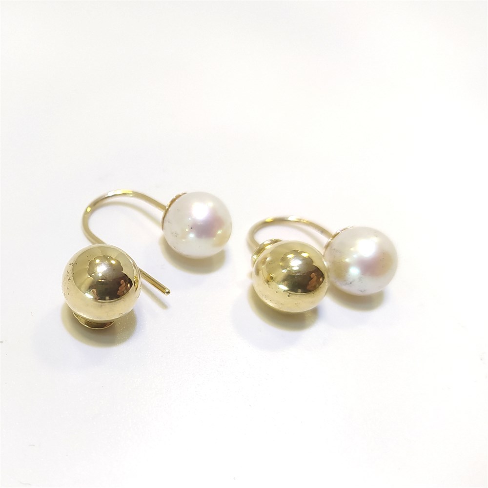 İnci Kiraz Top Küpe 14 Ayar Altın 9,50mm inci çapı