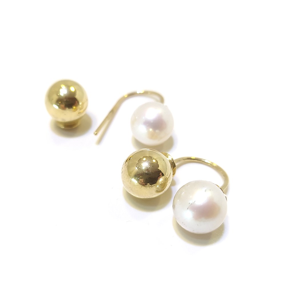 İnci Kiraz Top Küpe 14 Ayar Altın 9,50mm inci çapı