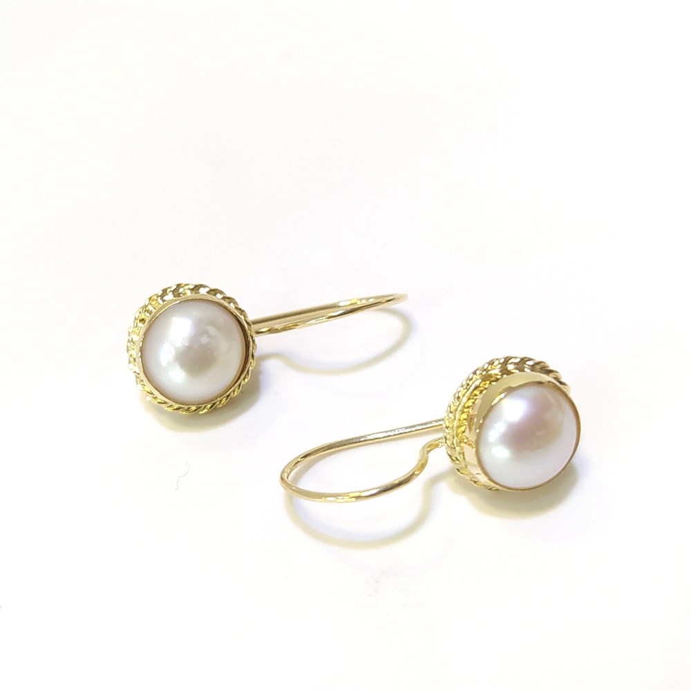 İnci Küpe 14 Ayar Altın