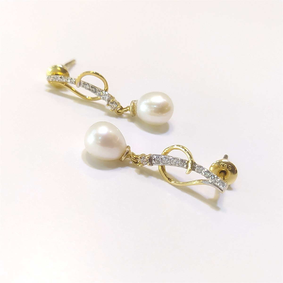 İnci Küpe 14 Ayar Altın