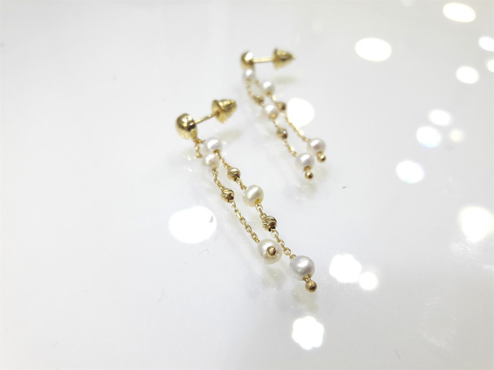 İnci Küpe 14 Ayar Altın