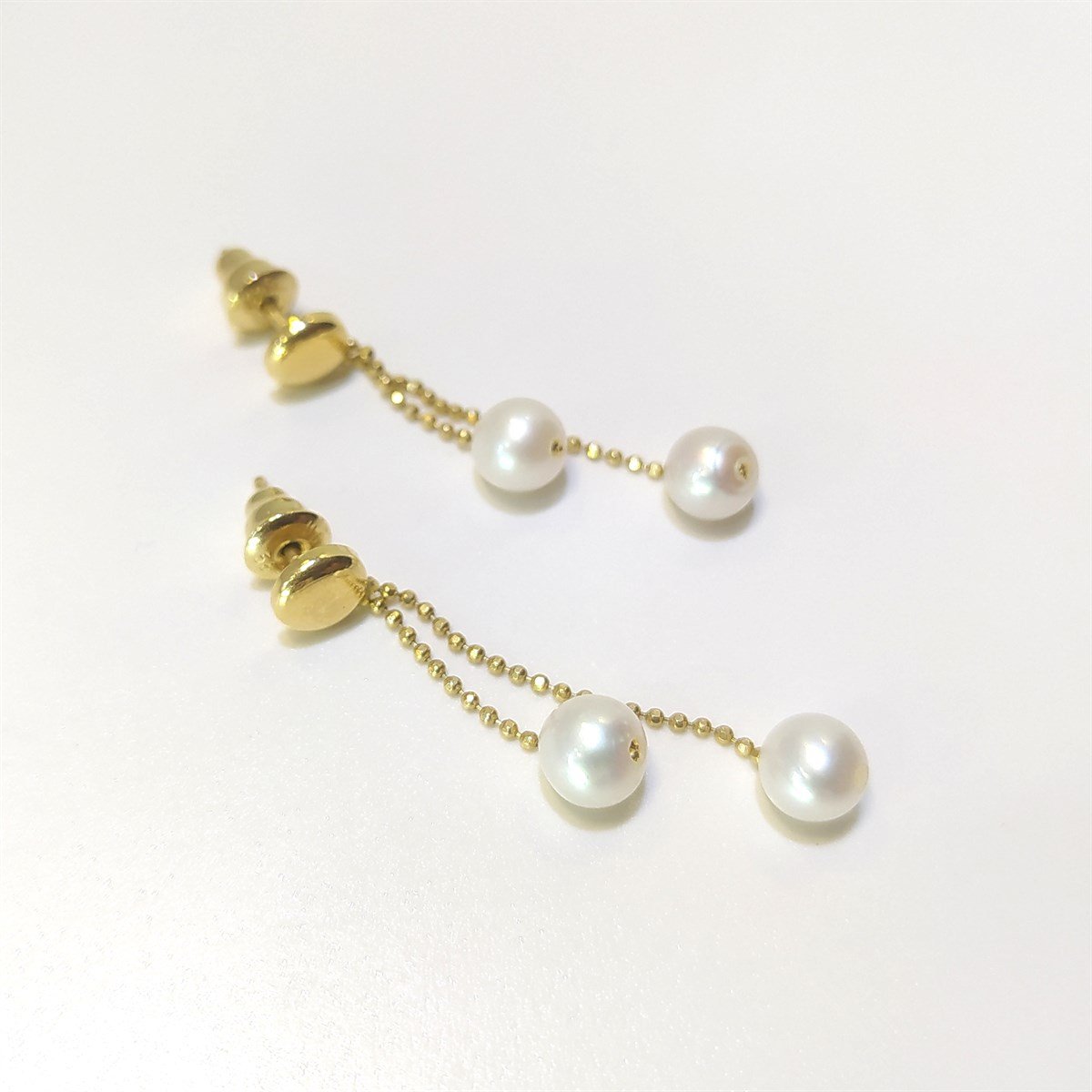 İnci Sallanan Küpe 14 Ayar Altın