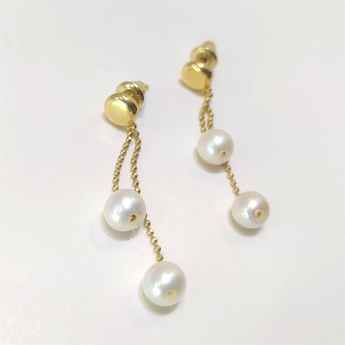 İnci Sallanan Küpe 14 Ayar Altın