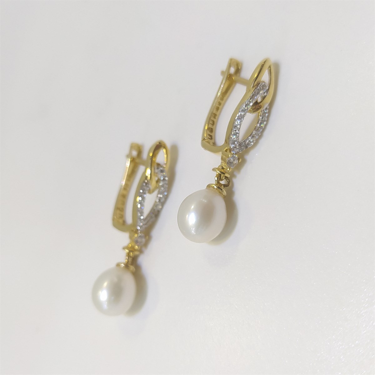 İnci Sallanan Küpe 14 Ayar Altın